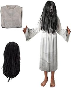 Gojoy shop- Disfraz de Niña Maldita para Niñas (Contiene:Peluca Negro,Vestido y Mochila de Cuerdas.4 Tallas Diferentes) (10-12 años)