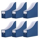 Srvnpioy Pack of 6 Magazine File Holders with Lables, Cardboard Magazine Files, Recyclable Magazine Rack, Document File Organiser Rack for Office School Home, Blue