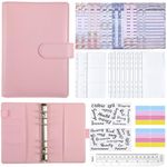 Lindastas Money Saving Wallet,A6 Budget Binder with Cash Envelopes,Budget Sheets and Label Stickers,Cash Organizer for Budgeting and Saving Money(Pink).