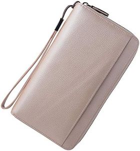 Travel Document Organizer RFID Blocking Leather Multiple Passport Wallet Family Holder Id Wrist Strap, Rose Gold, RFID Wallet