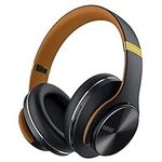 DOQAUS Wireless Headphones Over Ear, [52 Hrs Playtime] Bluetooth Headphones with 3 EQ Modes, Hi-Fi Stereo Foldable Headphones with Mic, Comfortable Earpads for iPhone/Laptop/Home Office (Black-Brown)