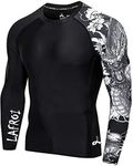 LAFROI Men's Long Sleeve UPF 50+ Baselayer Skins Performance Fit Compression Rash Guard-CLYYB Asym Dragon Size LG