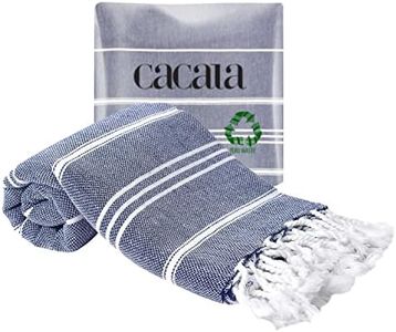 Cacala 100% Turkish Cotton Kitchen Tea Towels, Highly Absorbent Luxury Soft Quick Drying Dish Towel with Hanging Loop for Gym, Yoga, Bath, Sports, Cleaning and Kitchen (23 x 36), Dark Blue