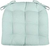 Barnett Home Decor Madrid Aqua Dining Chair Pad with Ties - Extra-Large Size 18 Chair Cushion - Latex Foam Fill - Machine Washable, Reversible, 100% Cotton, Made in USA (Turquoise Gingham/XL)