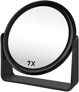FANCYSEEU 7 Inch Magnifying Makeup Mirror Double Sided with 1X / 7X Magnification, 360° Rotation Tabletop Vanity Mirror, High Definition Cosmetic Mirror, Black