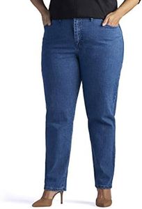 Lee Women's Plus-Size Relaxed Fit Side Elastic Tapered Leg Jean, Pepperstone Stretch, 18W Medium