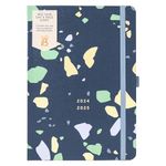 Busy B Mid Year Day a Page Diary August 2024 - August 2025. Terrazzo A5 Daily Academic Day a Page Planner with Pen Holder, Elastic Closure and Year Planner. FSC® Certified