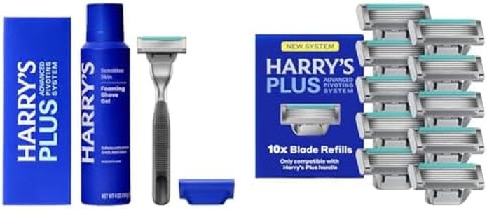 Harry's-PLUS: Shaving Kit for Men - 1 Premium Handle (Onyx), 11 Razor Blade Cartridge, 4 oz Foaming Shave Gel, and Travel Blade Cover - Advanced Pivoting System