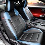 Begonydeer Mustang Seat Covers Ford Car Seat Covers Customized 10Pcs Leather Seat Covers for Ford Mustang 2016 2017 2018 2019 2020 2021 2023 Black and Blue (F-Black&Blue)