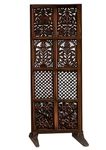 WoodCraftia Wooden Room Divider Partition - Foldable Screen Privacy Separator for Living Room, Bedroom, Office, Studio Area - Mixed Design, Brown 5 Feet (Single Panel with Stands)