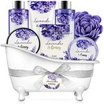 Bath and Body Gift Set, 8Pcs Relaxing Spa Gift Baskets for Women, Lavender & Honey Scent Spa Kit, Gift Set for Women Includes Bubble Bath, Shower Gel, Bath Salt, and More, Birthday Gifts for Her, Christmas Bath Gift Basket