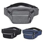 Bum Bag Fanny Pack for Men Women Ladies Large Waist Bag with 6 Pockets for Dog Walking Running Hiking Camping Cycling (Grey)