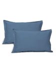 Linenwalas 100% Cotton Pillowcase, Set of 2 Pillowcover, Soft, Luxury Standard Size Pillow Covers with Envelope Closure, 210TC Breathable Hotel Quality Pillowcover (17x27 Inches/Bahamas Blue)