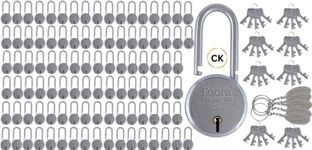 Foora Small Lock and Keys, Long Neck Shackle Door Lock for Home, Shop Same Key for Multiple Lock, 100 Padlock 40 Same Key Lock Set, Common Key Lock Set of 100 Silver Finish