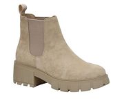 CUSHIONAIRE Women's Sasha slip on chelsea boot +Memory Foam, Taupe Suede, 7.5