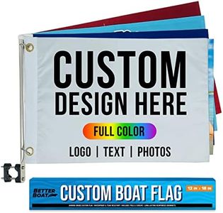 Boat Flag Pole Kit American Flag US 12" x 18" Small America Flags Set Double Sided Marine Grade Boat Flag Holder 12x18 Pontoon Sailboat or Ski Rail Mount Small American Boat Flags and Burgee