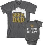 Threadrock Brew Dad & Micro Brew Infant Bodysuit & Men's T-Shirt Matching Set (Baby:, Charcoal, Baby: 12 Months | Men's: Medium