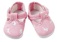 FRILLY LILY Pink Dolls Shoes With White Bunnies medium size 7.2x 3.3 cm To fit dolls such as Our Generation Doll, Designafriend,American Girl, and most 18 inch PlayDolls.