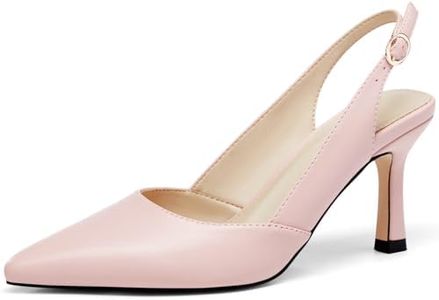 Rilista Women's Slingback Kitten Heels Closed Pointed Toe Wedding Party Dress Pumps Shoes, Pink, Size 6.5