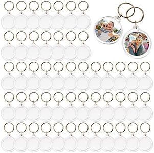 MATANA 50 Porte-Clés Photo en Acrylique, 4,5cm - Cadeaux d'Invités Personnalisés pour Mariages, Anniversaires, Baptêmes, Noël - Solide
