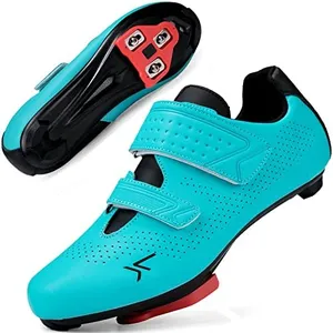 Mens Womens Cycling Shoes Compatible with Pelaton Road Bike Pelaton Shoes Riding Shoes Bicycle Pre-Installed Delta Cleats(Blue,48)