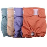 Vecomfy Reusable Female Dog Diapers for Medium Dogs,(4 Pack) Easy Absorbent Medium Doggie Diapers for Peeing,in Heat,Dog Period Panties,M