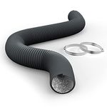 iPower Flexible 3 Inch 8 Feet Aluminum Ducting 4 Layer Protection Dryer Vent Hose for HVAC Heating Cooling Ventilation and Exhaust, 2 Clamps Included, Gray