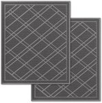 SlipToGrip Universal Door Mat, Plaid Design - Grey, 42 x 35 - Anti Slip, Durable & Washable, Outdoor & Indoor Floor Welcome Mat Door Mat Entry - Rug for Garage, Patio, Front Door, Dust Absorbent, 2pk