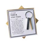 SHZJ Through Thick and Thin Keychain, Inspirational Key Ring Gifts, Best Friend Tribe Keychain for True Friendship Gift for Him Or Her Birthday Gift Box (1Pcs), Silver, M