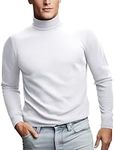 Zengjo Mens Thermal Base Layer Turtle Neck(White,XL)