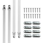 Amazing Drapery Hardware White Swivel Sash Curtain Rods with Silver Ends, Set of 4 (Hardware Included) - Adjustable Length 21-38 Inches, Easy to Install Metal Rods for Doors, Windows, and Sidelights