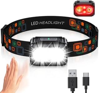 ISEYOU Linterna Frontal, Frontal LED Recargable con Luz Rojo & Sensor de Movimiento, 5 Modos de Iluminación y Impermeable IPX4, Super Brillante Linterna Cabeza para Correr, Camping, Pesca