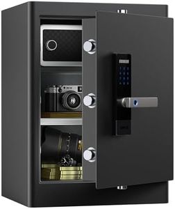 RPNB Deluxe Home Safe and Lock Box,Smart Touch Screen Biometric Fingerprint Security Safe Box with Voice Prompt,One-touch Unlock,Interior Box,Dual Warning,Suitable for Home Office Hotel,2.8 Cubic Feet