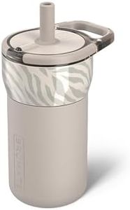 BrüMate Leap 12oz 100% Leakproof Kids Tumbler with Handle and Silicone Soft Straw | Drop Resistant Silicone Sleeve | For Kids 4+ | Insulated Stainless Steel | Cup Holder Friendly | 12oz (Zebra)