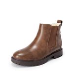 DREAM PAIRS Women’s Chelsea Ankle Boots Warm Fur Lined Ankle Booties Anti-slip Boots,Size 7,Brown,SDAB2435W