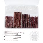 200 PcsHair Pins for Women, Brown Bobby Pins for Women, with 100 Pcs Clear Hair Bands, Hair Grips for Thick Thin Long Short Hairs, Pin for Buns Hairs Styling Sectioning Casual Wearing(Brown)