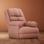 The Sleep Company Luxe Motorised Standard Recliner | Patented SmartGRID Technology | Motorised Single Recliner Sofa | Unique Lumbar Design | Premium Upholstery | Tan Leatherette