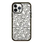 CASETiFY Impact Case for iPhone 13 Pro Max - Funny Doodle Kitty Cats Pattern - Clear Black