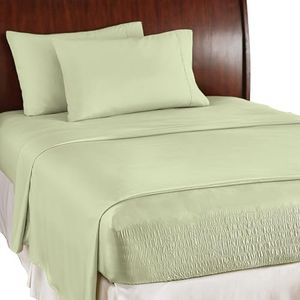 Collections Etc Bed Tite Soft Microfiber Sheet Set - Includes Flat Sheet, Fitted Sheet, and 2 Pillow Cases, Sage, King