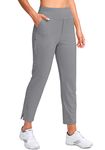 YYV Women's Golf Pants Stretch Work Ankle Pants High Waist Dress Pants with Pockets for Yoga Business Travel Casual, Bright Grey, M