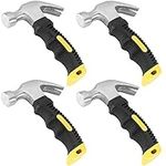 ZEONHEI 4 Pack 8 Oz Stubby Claw Hammer, Multifunction Small Mini Hammer, Bright Polished Head and Soft Comfort Grip Handle, Non Slip Nail Hammer for Household DIY Maintenance