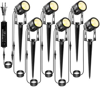 ECOWHO Landscape Lighting with Transformer, 12V Low Voltage Outdoor Spotlights IP65 Waterproof 69ft Extendable Garden Lights Outdoor Uplights for House Yard Lawn Tree Patio Pathway Warm White 6 Pack