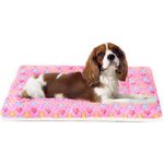 Mora Pets Dog Bed Crate Pad Ultra Soft Pet Bed with Cute Star Print Washable Crate Mat for Large Medium Small Dogs Reversible Fleece Dog Crate Kennel Mat Cat Bed Liner 23 x 18 inch Pink