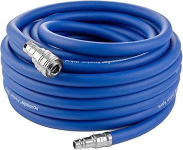Poppstar Manguera Compresor Aire 15m (PVC híbrido con tejido, diámetro interior 9,2mm con acoplamiento rápido y conector de manguera), hasta 20 bar, azul
