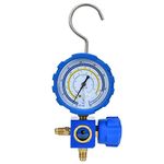 Manifold Gauge Set, A/C Manifold with G1/4" Gauges, Air Condition Manifold Gauge Low Pressure A/C Refrigeration Tool , with Sight Glass G1/4, for R22/R410A/R134A/R407C