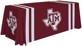 Victory Corps Texas A&M Aggies College Sports Printed Table Throw - NCAA Licensed - Polyester 6' Draped School Tablecloth (Maroon, White)