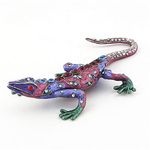 Waltz&F Diamond purple lizard Figurine Collectible Hinged Trinket Box Bejeweled Hand-painted Ring Holder