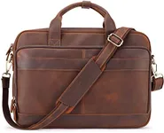 Jack&Chris Full Grain Leather Briefcase for Men,Business Messenger Bag Laptop Bag Attache Case 15.6",MB005-9L…