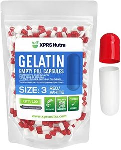 Capsules Express- Size 3 Red and White Empty Gelatin Capsules- Kosher Pure Gelatin Pill Capsule - DIY Powder Filling (100)