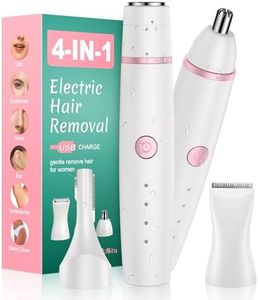 Facial Hair Remover for Women,4-in-1 Bikini Trimmer Women,USB C Mini Lady Shavers with 4-Level Battery Indicator (25%, 50%, 75%, 100%) Eyebrow Razor,Nose Trimmer,for Face Nose/Ear Body,Easy to Clean